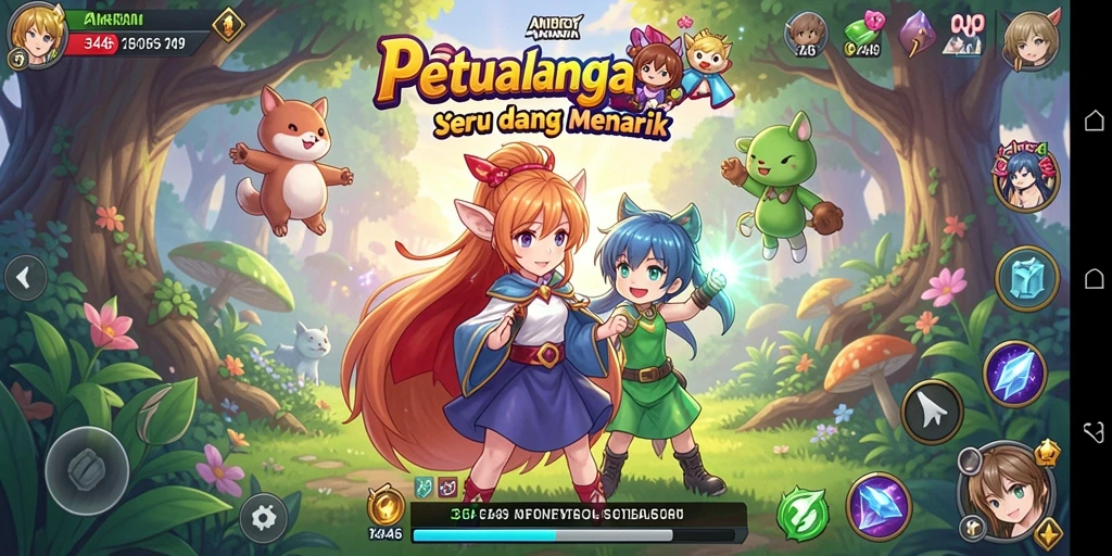 Tampilan menarik dari gameplay 3446 dengan karakter anime.
