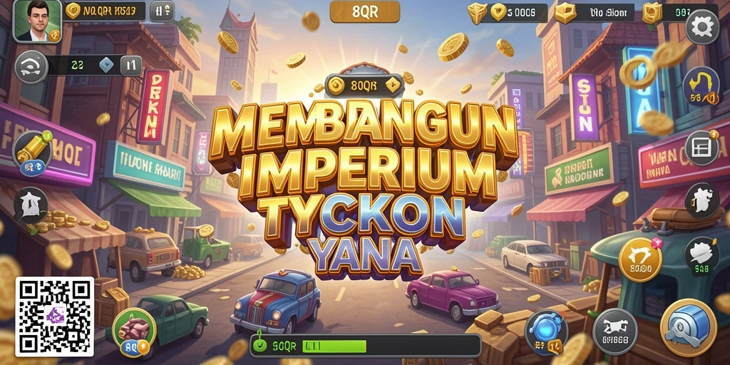 Screenshot gameplay 8QR menampilkan tindakan membangun bisnis Tycoon.