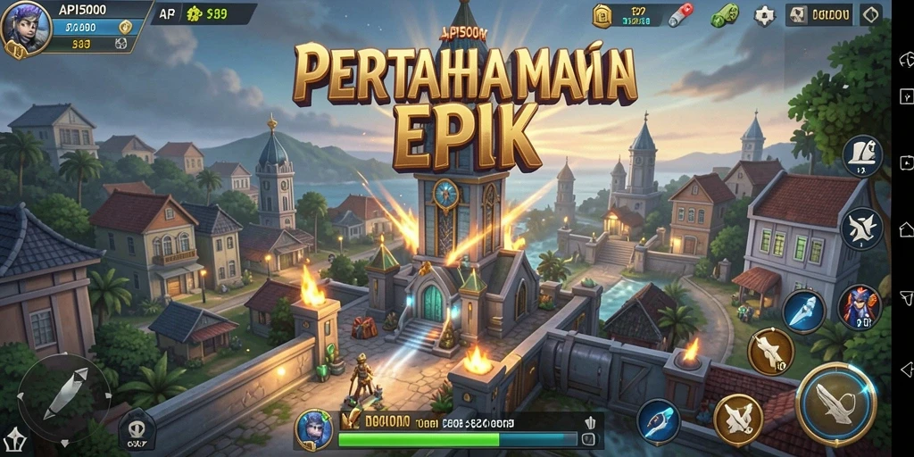 Tampilan menarik gameplay Tower Defense di API5000.
