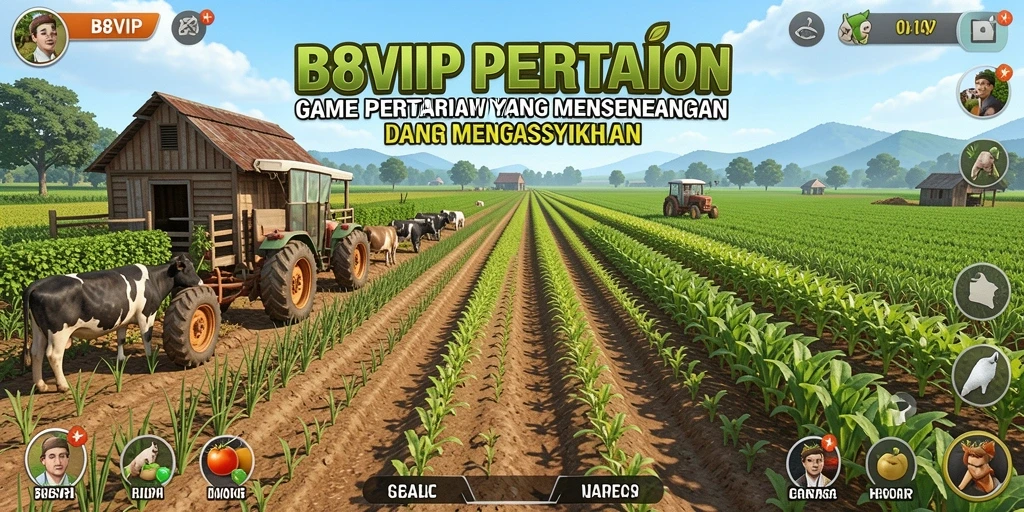 Tampilan gameplay <strong>B8VIP</strong> yang menampilkan keseruan bertani.