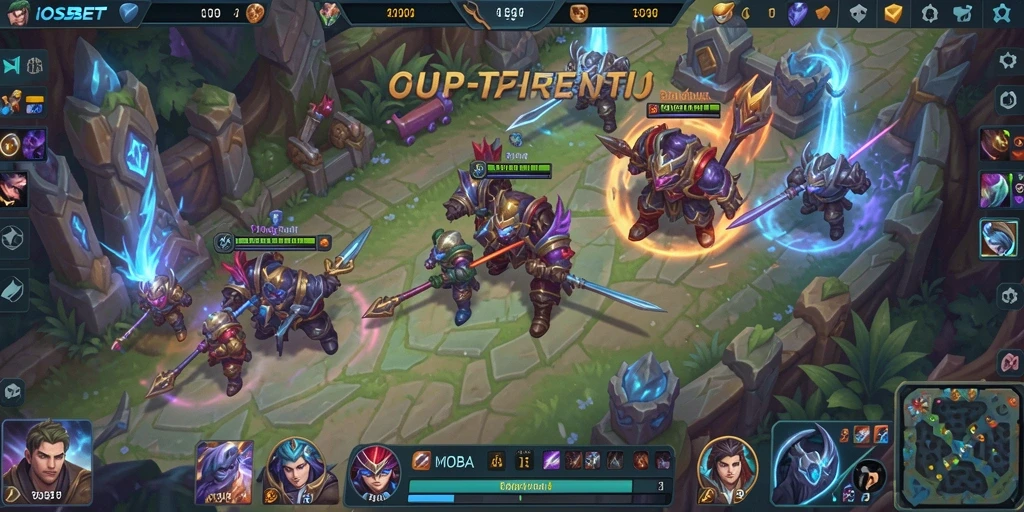 Tampilan dinamis dari pertempuran dalam gameplay MOBA IOSBET.