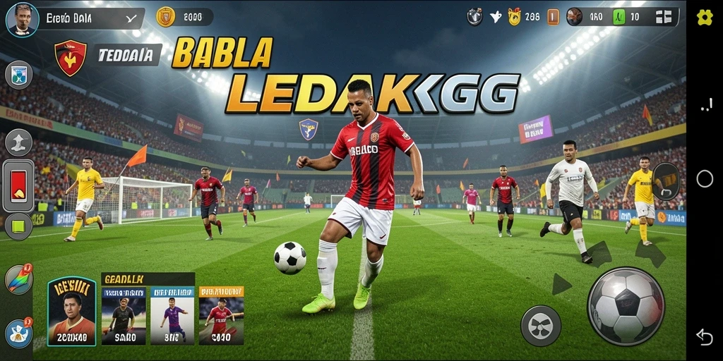 Tampilan gameplay mendebarkan dalam game sepak bola LEDAKGG.