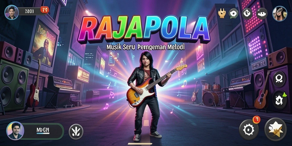 Screenshot gameplay RAJAPOLA yang menampilkan aksi bermain musik.