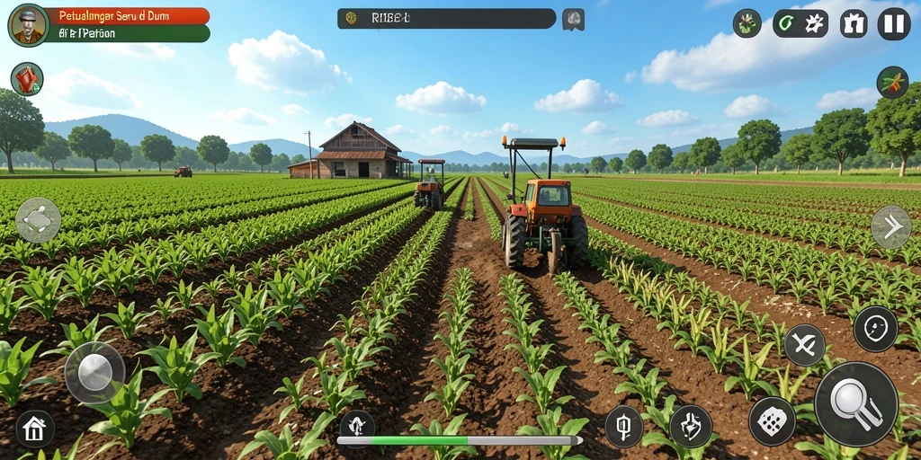 Tangkapan layar gameplay RI188 yang menampilkan petualangan bertani seru.