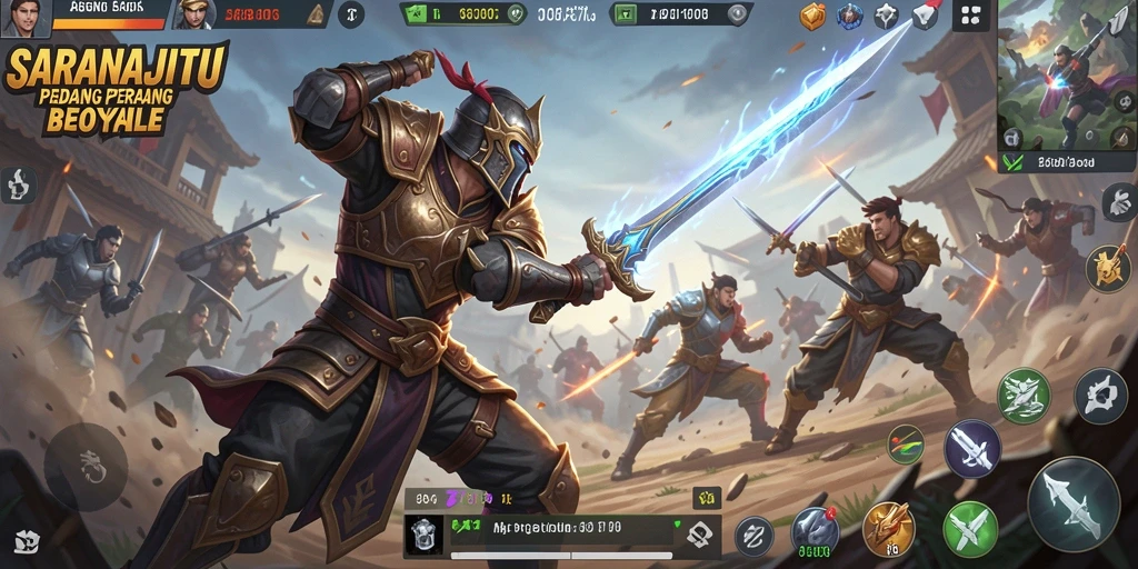 Screenshot SARANAJITU menampilkan aksi seru dalam pertarungan Battle Royale.