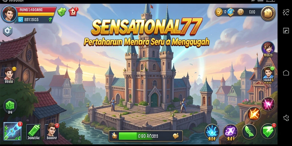 Tampilan gameplay <strong>SENSATIONAL77</strong> menampilkan aksi menakjubkan dalam pertahanan menara.