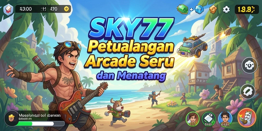 Tampilan gameplay SKY77 yang dinamis dan penuh warna.