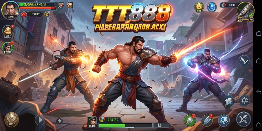 Screenshot utama TTT888 menampilkan adegan pertarungan yang intens dan menarik.
