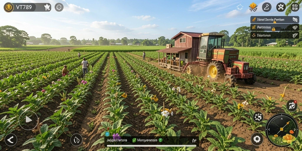 Gameplay VT789 yang menampilkan aktivitas pertanian yang seru dan interaktif.